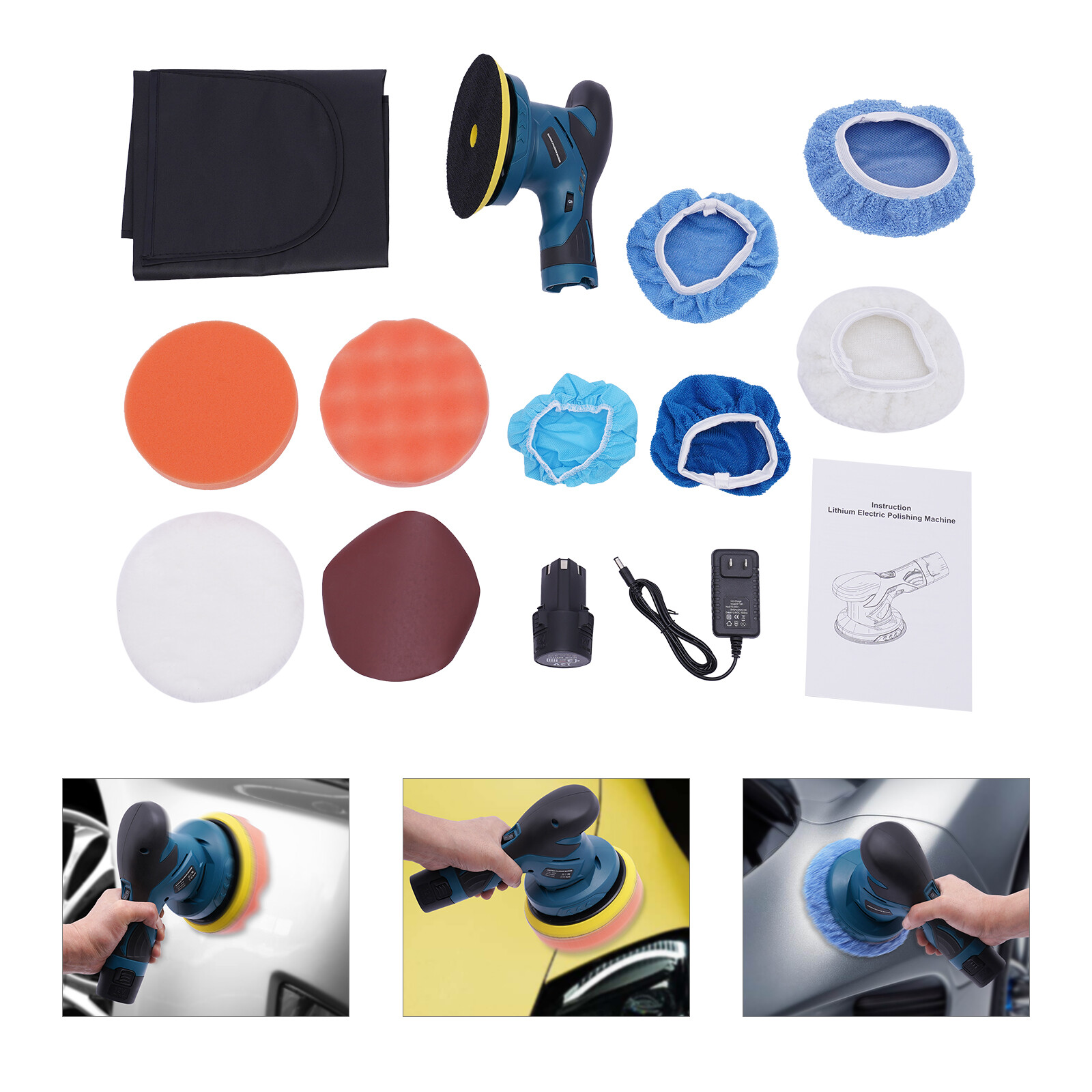 5000rpm Car Polisher Waxer Buffer Sander Cordless Polishing Machine 6