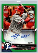2018 Bowman Colby Fitch 1st Bowman Rookie Auto Green Parallel #/99 RC