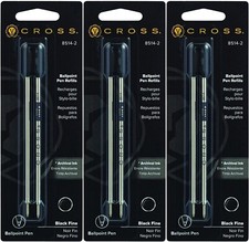 Cross Ballpoint Refills Black Fine Pt 8514-2 New In Packs Total 6 Refiils