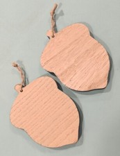 Wooden Acorn Ornament With Turquoise Accent - Fall Decor - Set of 2