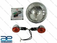 FÜR Royal Enfield Classic 350 500CC Chrom Scheinwerfer Hauptscheinwerfer + Bl...