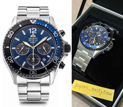 Orient Mako RN-TX0208L Panda Sport Chronograph Blue Dial Analog Solar Watch Men