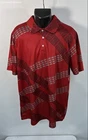 Dezigns By Kamohoalii Men's Red Geometric Tribal Hawaiian Polo Shirt Sz XL