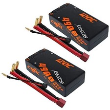 2s Shorty Lipo Battery 4900mAh 7.4V 120C Hard Case with 5mm Bullet to T Plug