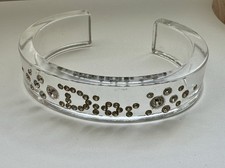 Vtg Christian Dior by John Galliano Clear Crystal Cuff Bracelet