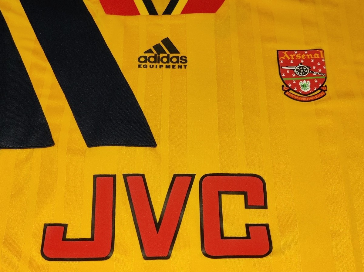 arsenal アーセナル　93-94 復刻ユニフォーム　adidas JVC Arsenal 1993/94 Away Yellow Retro JVC Soccer Futbol Football