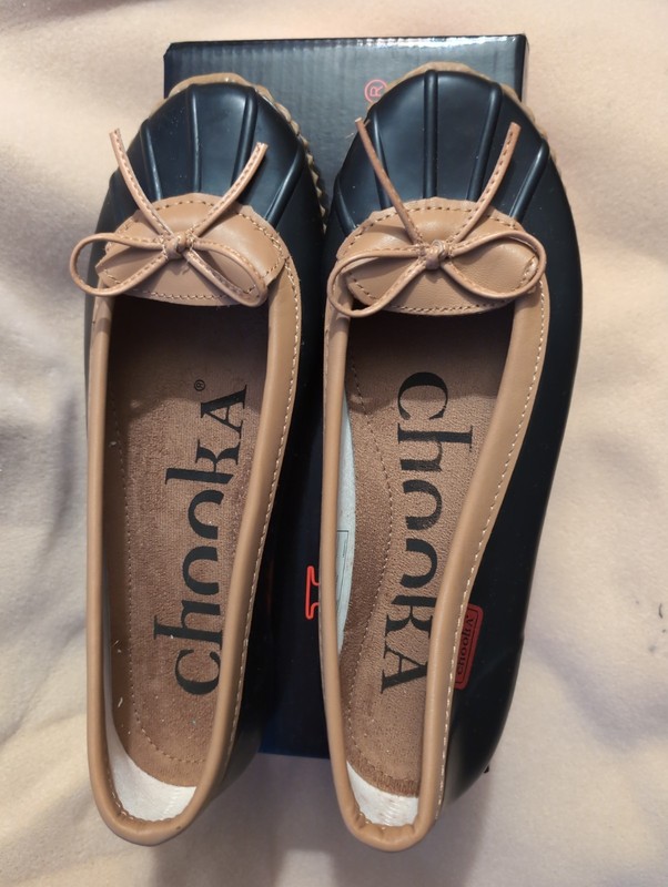 New with Original box, Chooka Rain Shoes, Size 9,  Duck Skimmer, Black W Tan