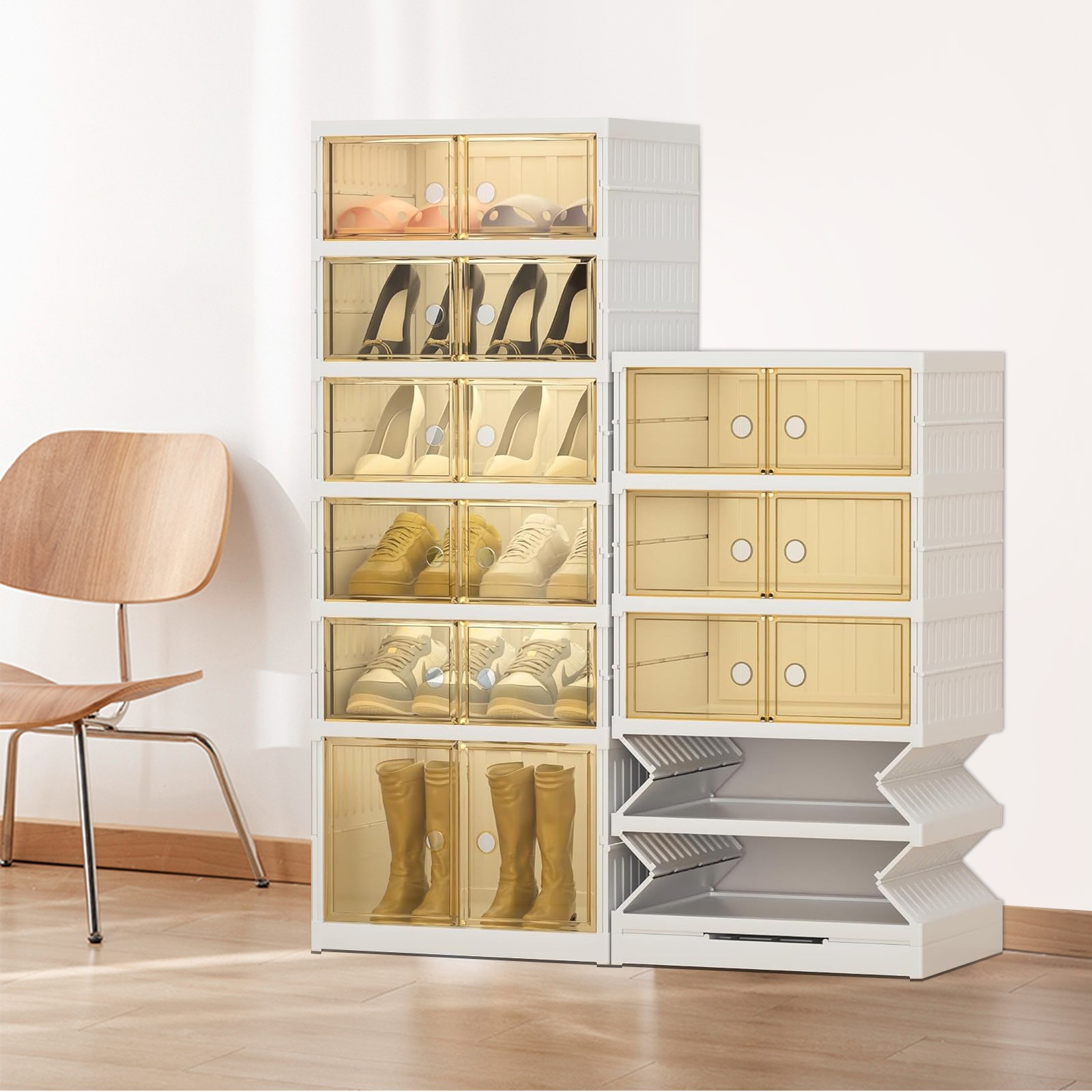 6-Tier Foldable Shoe Rack Organizer Holds 12 Pairs Space-Saving Closet Storage