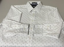 PAUL FREDRICK NWOT White  Paisley Non-Iron Cotton Dress Shirt 16  33
