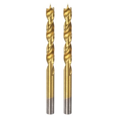 2pcs Brad Point Drill Bit 9mm(23/64'') Dia HSS4241 Twist Drill Golden