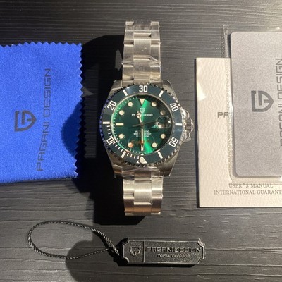 PAGANI DESIGN PD-1639 Schwere Uhr Submariner Grün 43mm Hommage Rolex Day-Just  