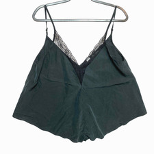 ZARA TRF Collection Cami Womens Large Black V Neck Lace Trim Tank Top