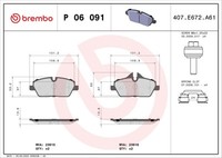Brembo P 06 091 Bremsbelagsatz, Scheibenbremse For BMW