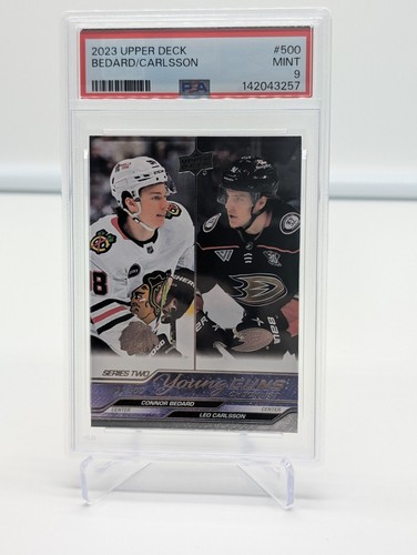 2023-24 Upper Deck #500 Young Guns Checklist Connor Bedard Leo Carlsson RC PSA 9