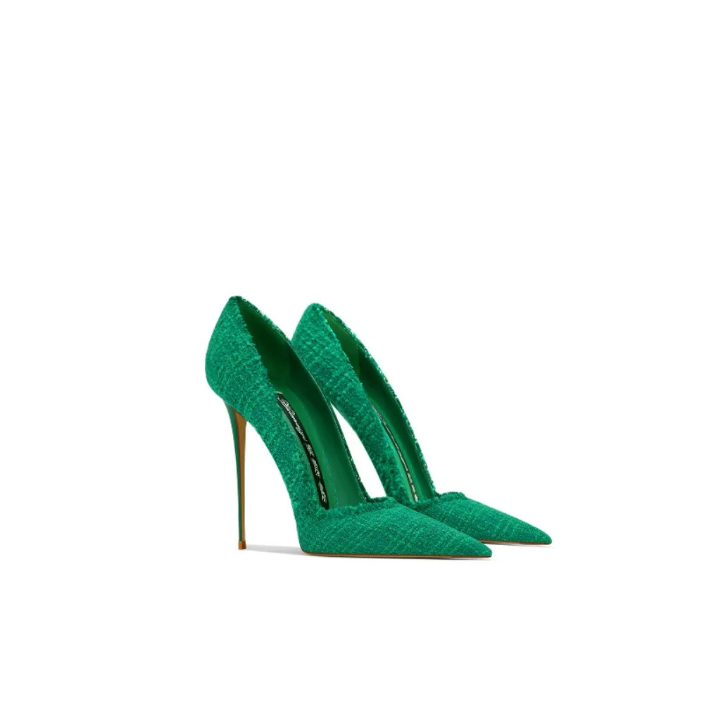 Elegant Green French Candy Color Pointed Stiletto Heels Women Shoes 2025 Fall