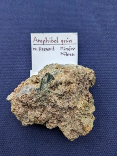 Beautiful 6cm KS Hessonite XX and Amphibole Mirosov Bohemia Czech Republic