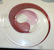 VTG 1983 LINO TAGLIAPIETRA GLASS SCULPTURE CRANBERRY RIBBON DESIGN SIGNED 24/100