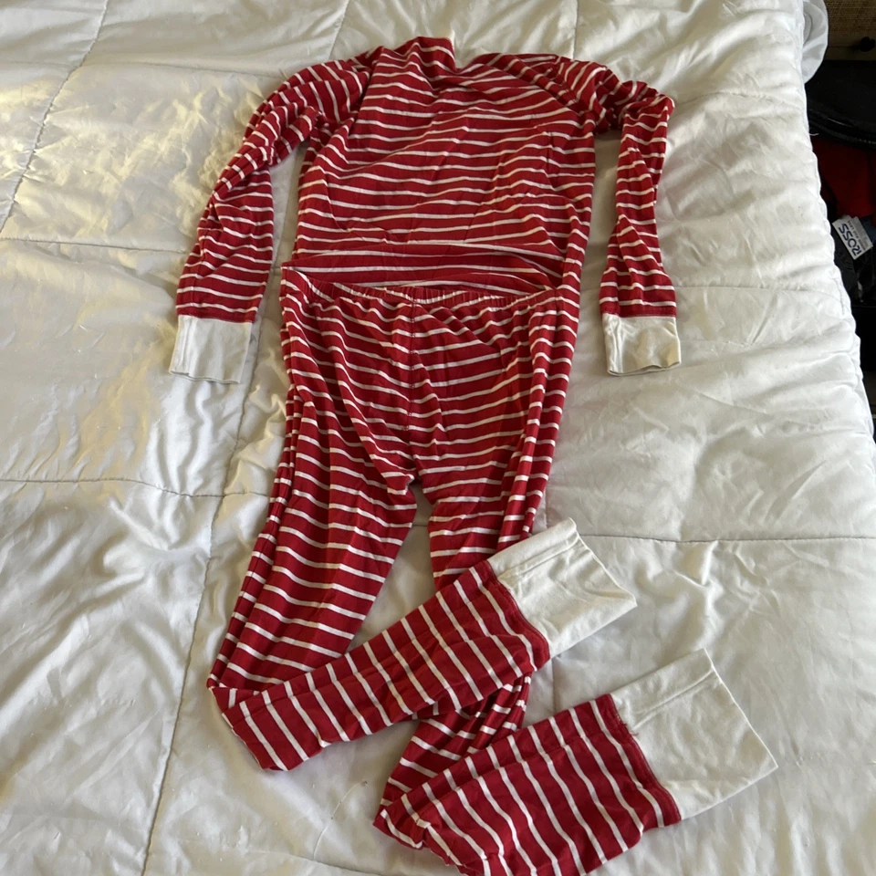 Pijama largo John J Crew para mujer S rojo blanco a rayas mameluco de salón de una pieza Foto 3 de 4