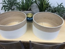 next lamp shades New X 2 Large Cream And Wood Effect Natural Malmo Style 40cm