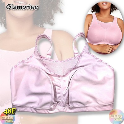 NWOT Glamorise Women's 48F Plus Size Sport No-Bounce Camisole Bra 1066 Pink