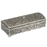 Schmuckdose 22 X 9.5Cm Schatztruhen-Form SchmuckkäStchen Antik Versilberte Box
