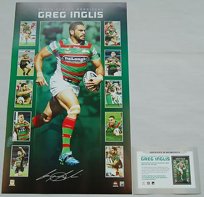 GREG INGLIS HAND SIGNED SOUTH SYDNEY RABBITOHS NRL