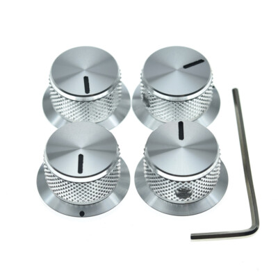 4pcs Set Screw Aluminium Pot Knobs Top Hat Bell Knobs Pot Knob for Guitar/Bass
