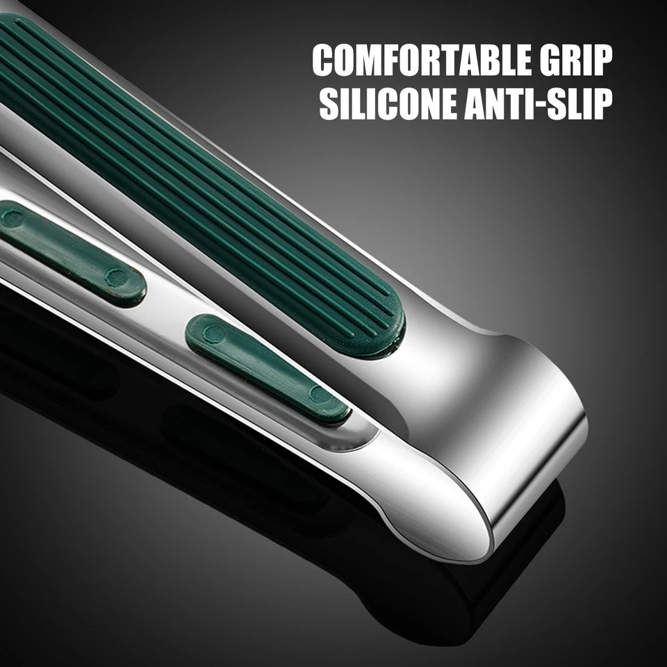 Pinza de acero inoxidable para alimentos de 7/9/11,2 pulgadas para barbacoa parrilla carne alimentos pinzas de silicona Foto 4 de 4