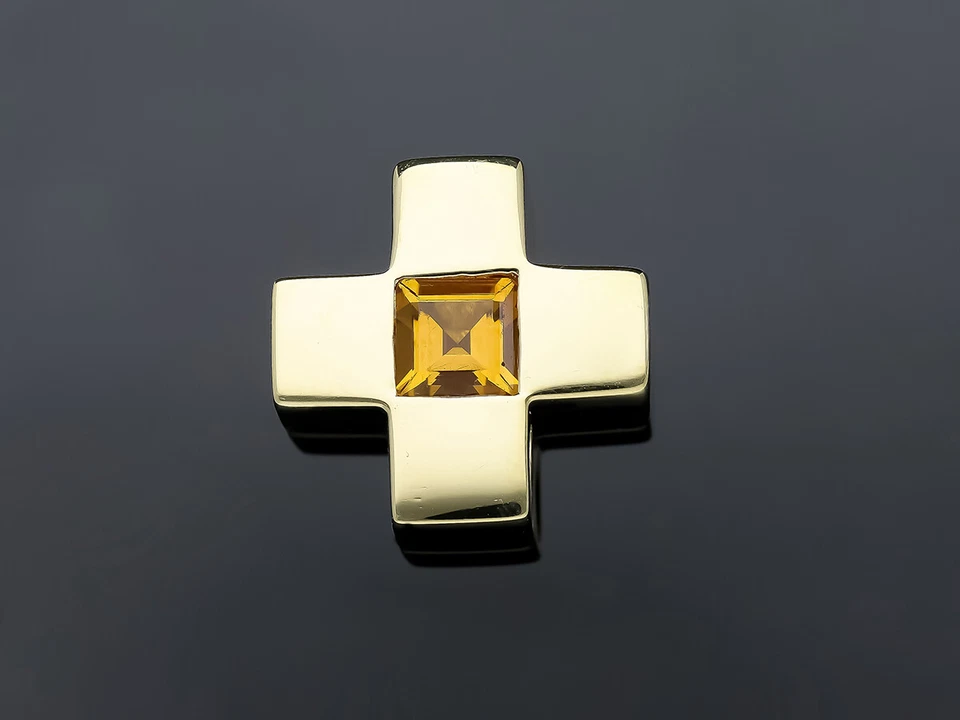 Top Preis Juw. Wempe Anhänger 1,00 ct. Citrin 750 Gold 18 Karat Deta Schmuck - Bild 2 von 4