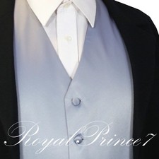 Silver Gray Men's XS to 6XL Solid Tuxedo Suit Dress Vest Waistcoat Wedding Party