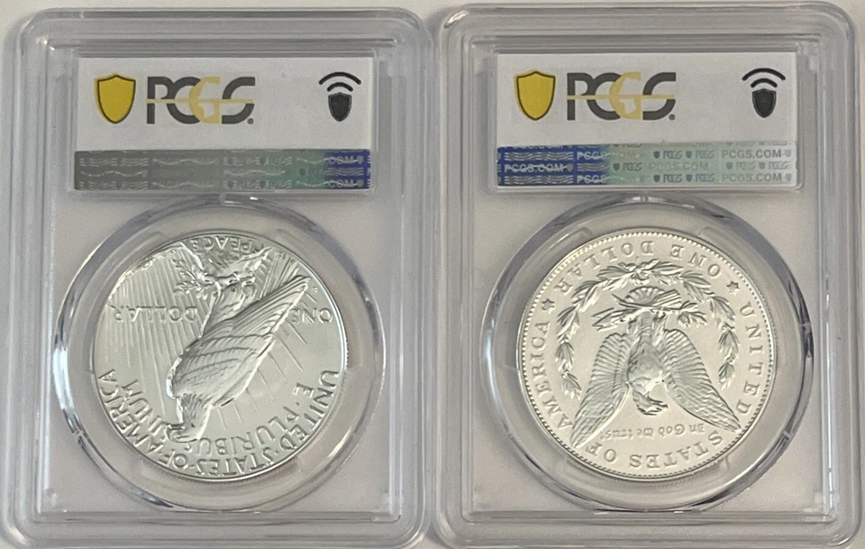 2024 S $1 PCGS PR69 Peace & PR64 Morgan. Two-Coin Reverse Proof Set First Strike - Image 2 of 4