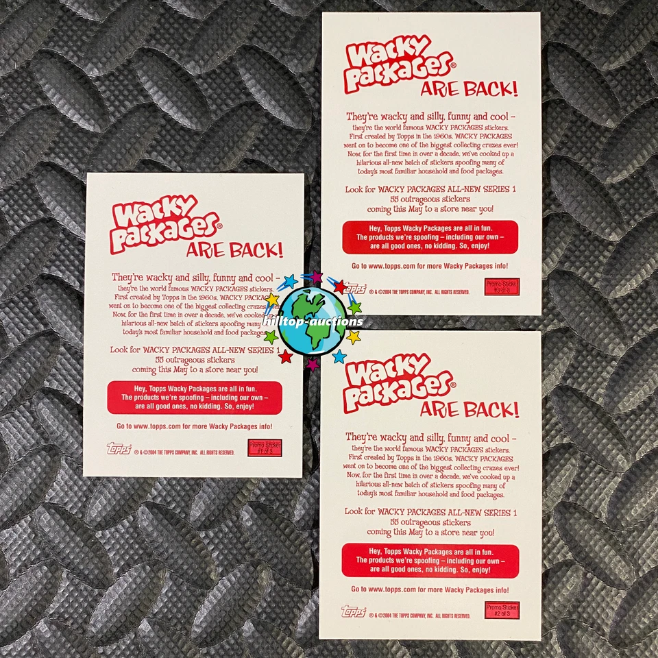 GARBAGE PAIL KIDS ANS2 WACKY PACKAGES 3-CARD RED PROMO SET 2004 ALL-NEW SERIES 2 - Image 2 of 2