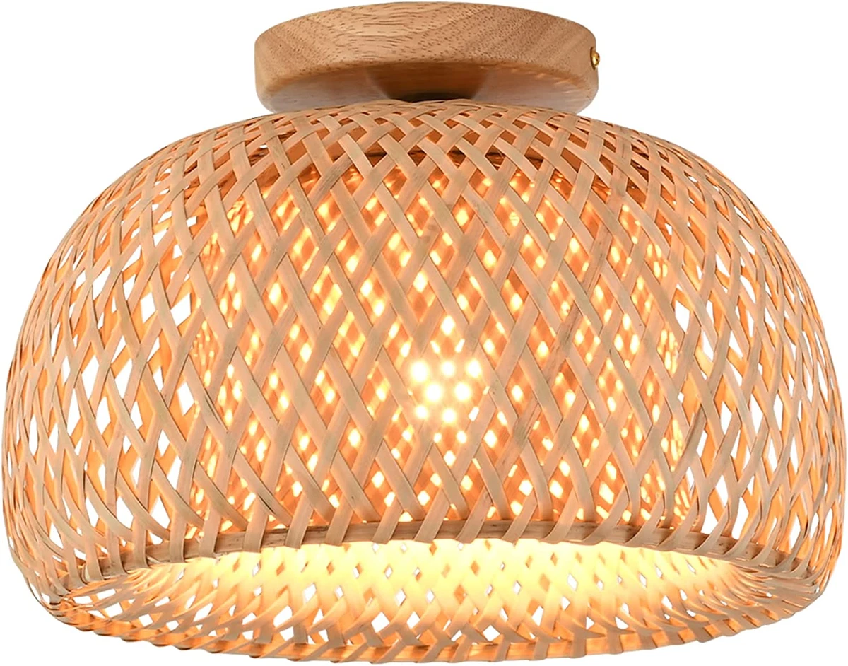 Rattan Semi Flush Mount Ceiling Lightwicker Ceiling Light Fixture