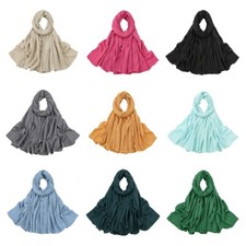 Women Solid Linen Cotton Long Scarf Shawl Ladies Wrinkle Head Neck Stole Wrap