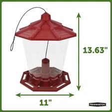 Pennington Earth Smart Red Recycled Resin Grand Ecozebo Wild Bird Feeder New