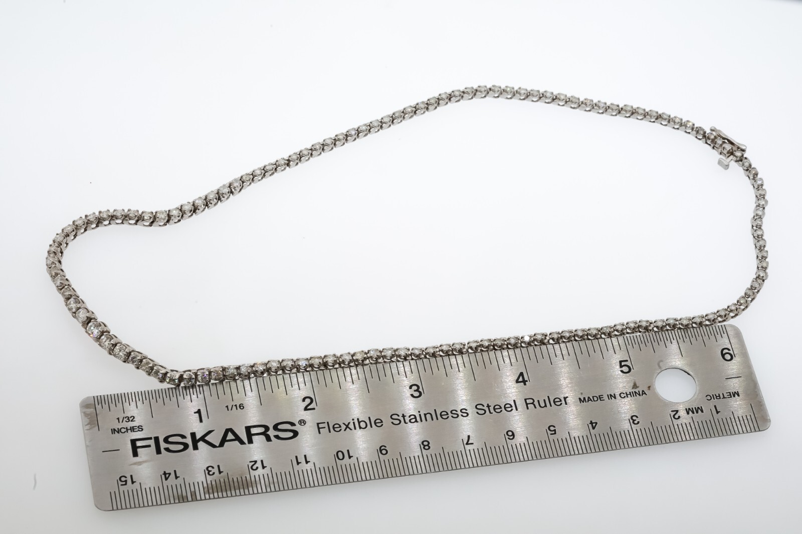 14K White Gold 5 0CT Diamond Riviera Line Necklace EBay