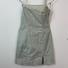 Gap Womens Sundress Beige Floral Slit Short Spaghetti Strap Adjustable Cotton 4