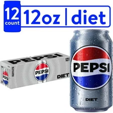 Diet Pepsi Cola Soda Pop, 12 fl oz, 12 Pack Cans ONEDAY SHIP!!!!