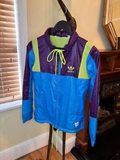 Adidas Windbreaker rain Jacket Bright Coloured Blue Purple neon Green size 8