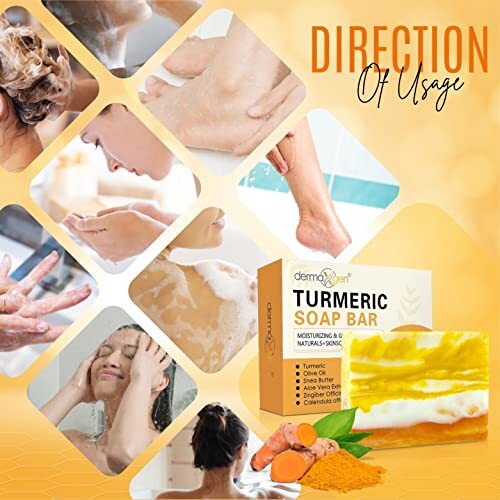 DERMAXN Organic Turmeric Soap Bar | e Natural Handcrafted Skincare, Face &