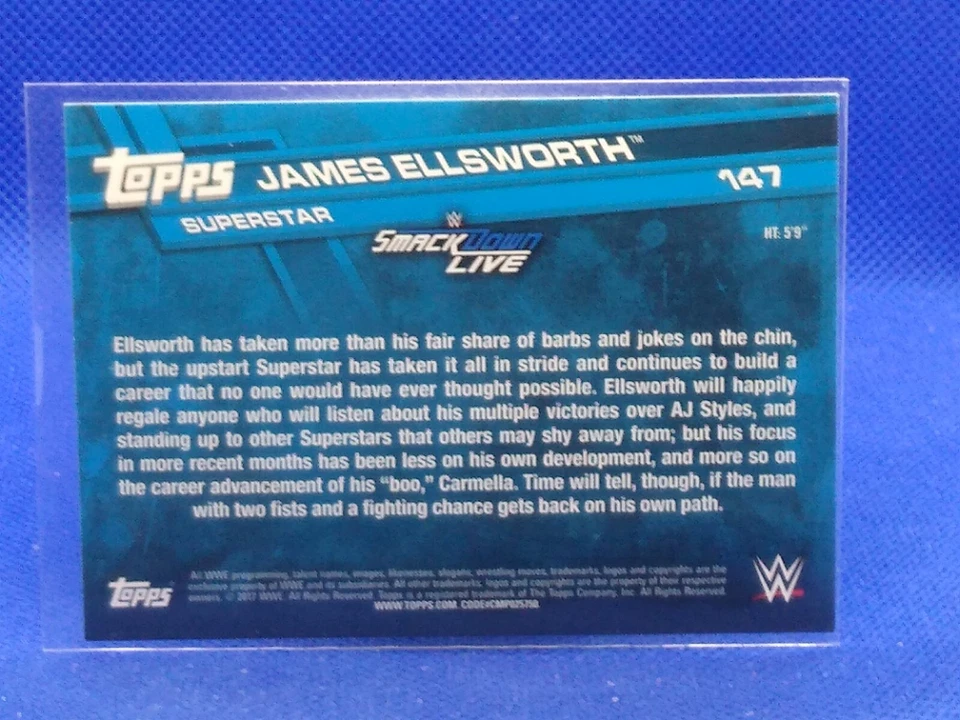 AUTOGRAPH James Ellsworth 2017 Topps WWE Smack Down Live RC #147 - Image 2 of 2