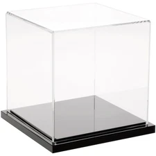 Plymor Clear Acrylic Display Case with Black Base, 5" x 5" x 5"