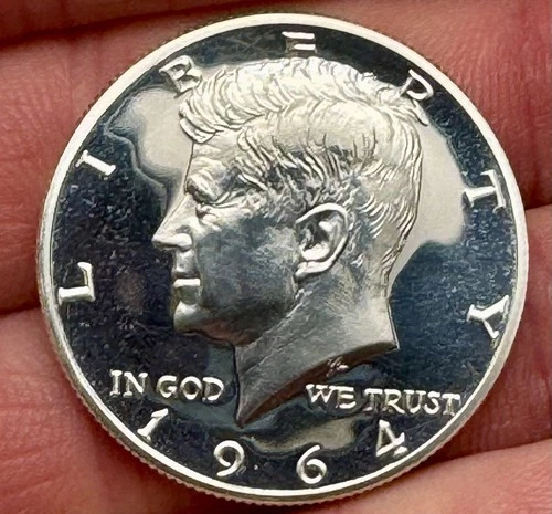 1964 Kennedy Half Dollar Proof Enhanced Hair • Pristine Cameo • 90% Silver