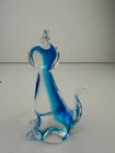 Vintage Formia Vetri di Murano Art Glass Cat Figurine Blue Clear Italy