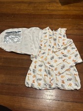 HALO 0-3M SleepSack Swaddle - White w Animals; Cotton  Polyester, A Condition