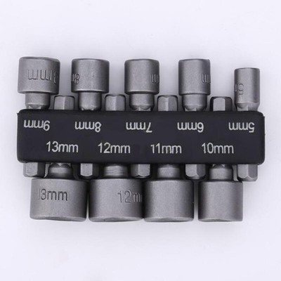9Pcs 1/4 Hex Nut Driver Screw Socket Metric Drill Bits DIY Tool Set Pro   