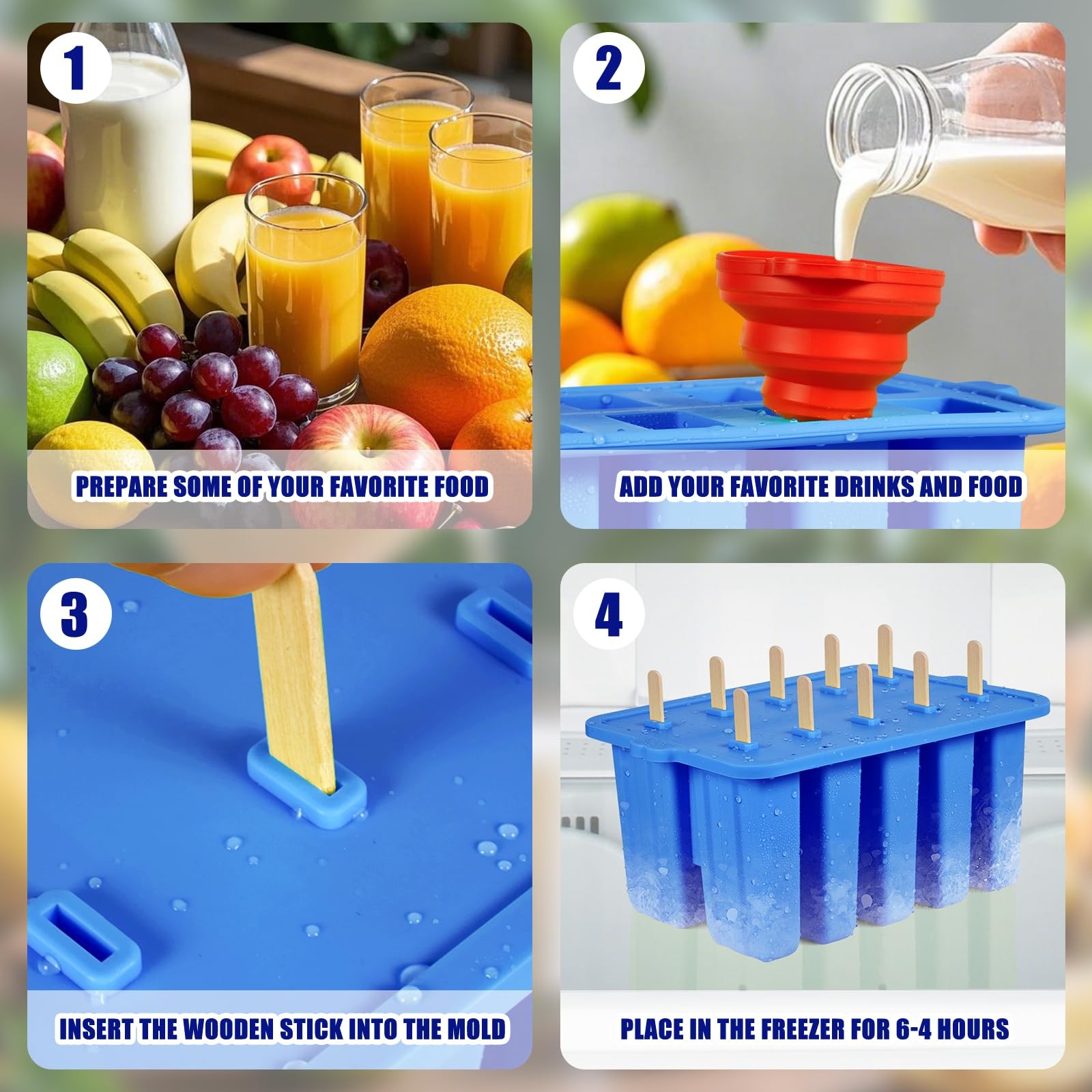 Silicone Popsicles MoldsPopcylce MoldsFood Grade Reusable Popsicle Molds fo