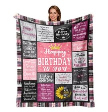 Birthday Gifts for Women Girls Throw Blanket 60"X50", Happy Birthday Decorati...