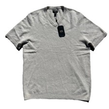 Club Room 100 Cashmere Ivory Knit S/S Crewneck Jumper Shirt Mens Size Large NEW