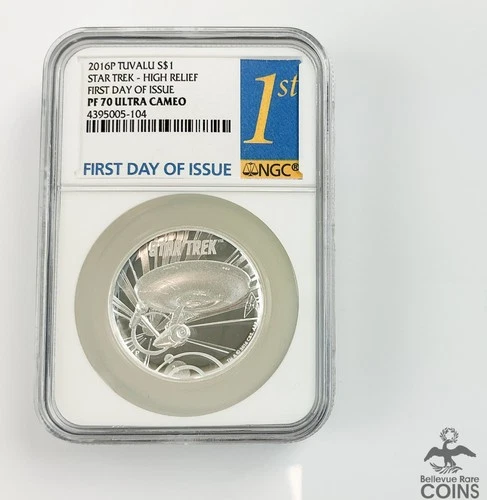 2016-P Tuvalu STAR TREK .999 Silver HIGH RELIEF 1oz Coin NGC PF70 Ultra Cameo